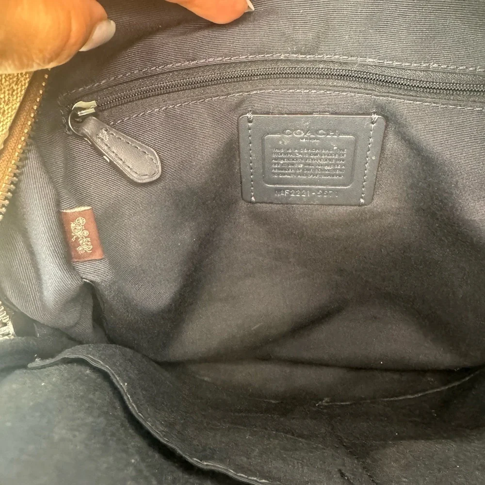 Coach Tan and Green Monogram Backpack